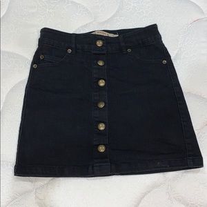 Black denim skirt